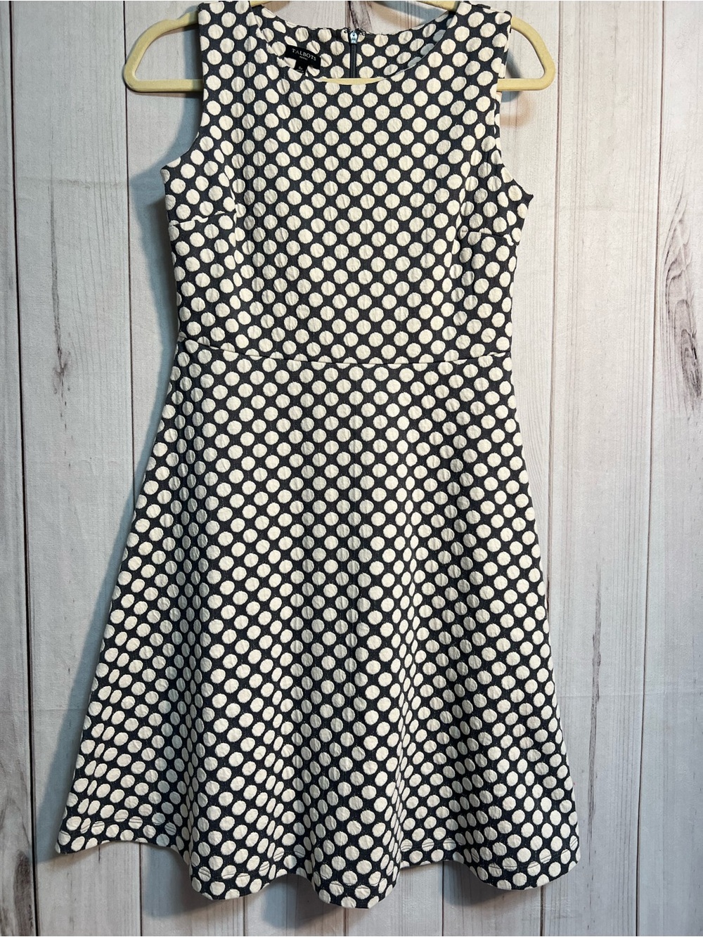 Talbots Navy and White Polka Dot Sleeveless Fit-and-Flare Dress  New With Tags